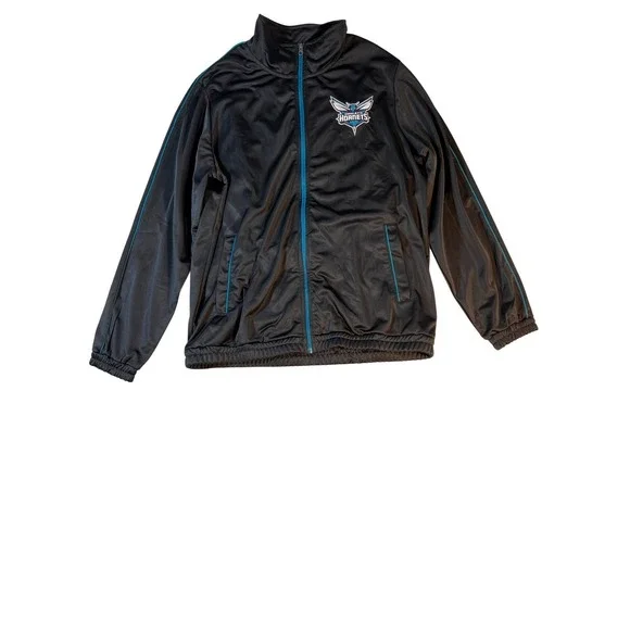 Charlotte Hornets NBA Full Zip Jacket Track Black Teal‎ Mens L G-III Carl Banks - Picture 2 of 9